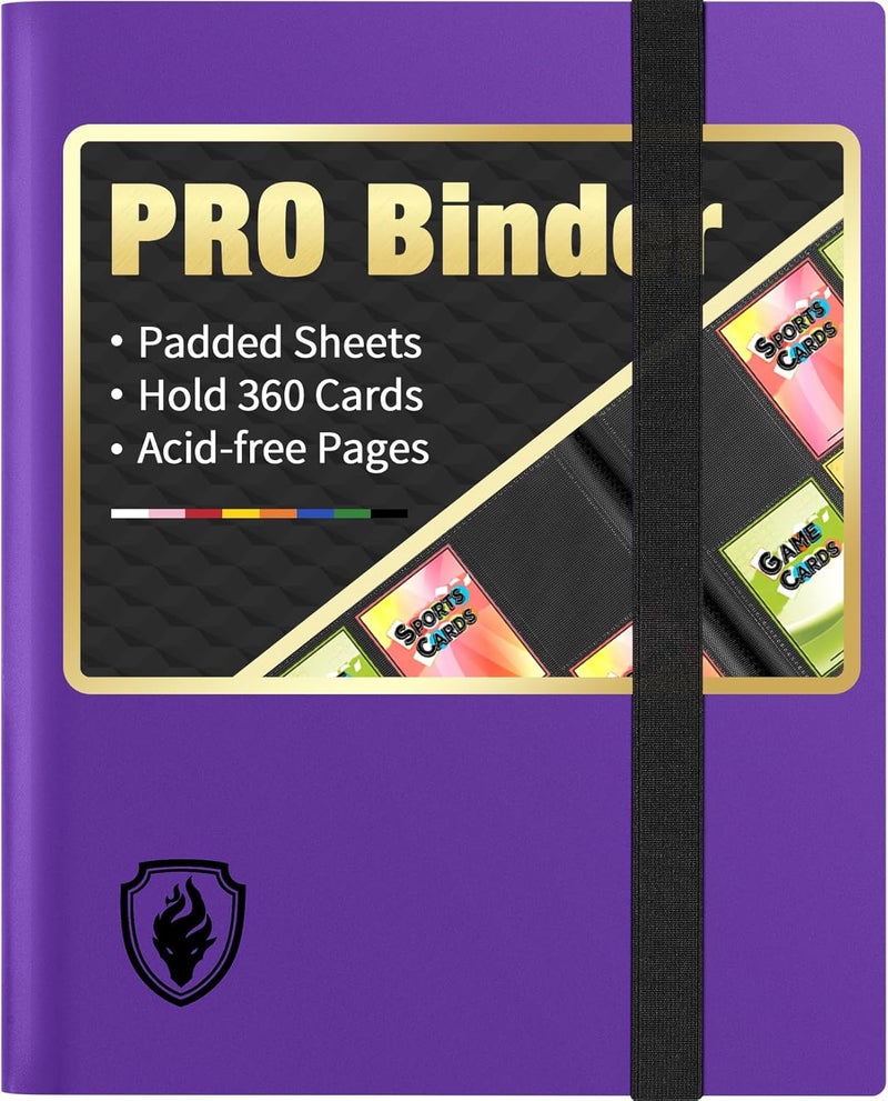 Fabmaker Heavy Duty Card Binder, 9 Pocket Trading Card Binder Holds 360 Cards, Sleek Side-Loading Card Album, Sturdy Card Collection Folder for Game Cards, Sport Cards, Purple - Image 1